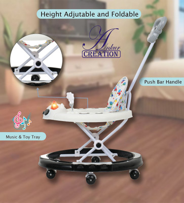 Ankur Creation Musical Activity Walker With Parent Rod(Black, White)