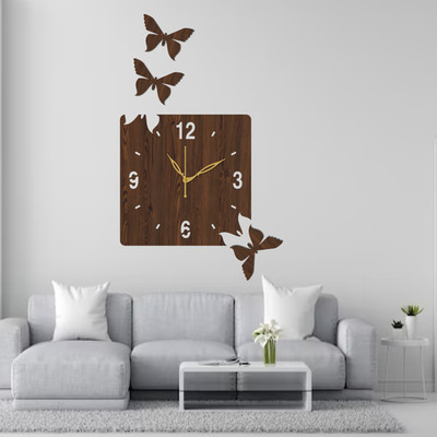 PADMASIDDHI Analog 25 cm X 25 cm Wall Clock(Brown, Without Glass, Standard)