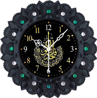 Analog Wall Clock(Black, With Glass)