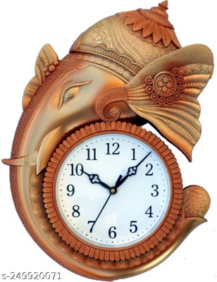 IRU Creation Analog 38 cm X 29 cm Wall Clock(Brown, With Glass, Standard)