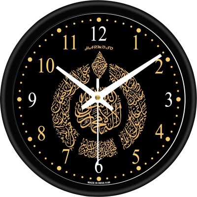 Harmoso Analog 25 cm X 25 cm Wall Clock(Black, White, Gold, With Glass, Standard)