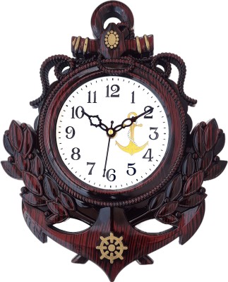 mauli Analog 31 cm X 24 cm Wall Clock(Brown, With Glass, Standard)