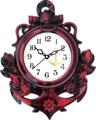 IRU Creation Analog 31 cm X 24 cm Wall Clock(Red, With Glass, Standard)