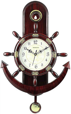 Ridhvika Enterprises Analog 10 cm X 24 cm Wall Clock(Maroon, With Glass, Pendulum)