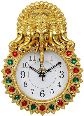 BIG BANG CREATIONS Analog 33 cm X 24 cm Wall Clock(Gold, With Glass, Standard)