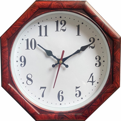 Analog Wall Clock(Brown, With Glass)