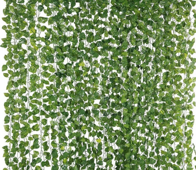 Artificial money plant leaves string for balcony wall decoration(Green)