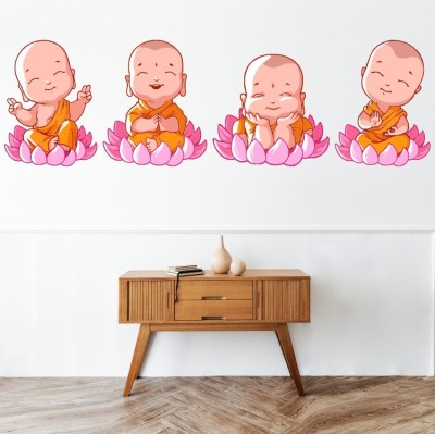 LVIN Cute-Beautiful-Buddha-Monk-Peace-Spiritual-Colorful-WallSticker - LV-060(45 cm X 165 cm, Multicolor)