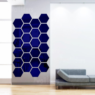 wall1ders 105 cm Bighexagon24Blue_WFLP Self Adhesive Sticker(Pack of 24)