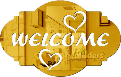 wall1ders 28 cm SignwelcomeGolden_WFLP Self Adhesive Sticker(Pack of 1)