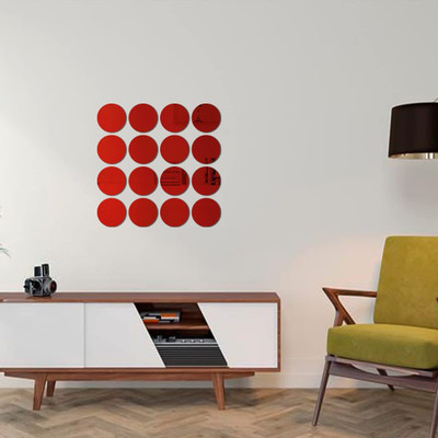 wall1ders 40 cm Circle16Red_WFLP Self Adhesive Sticker(Pack of 16)