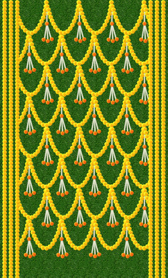 Ashu creation 244 cm (8 ft) Polyester Semi Transparent Door Curtain Single Curtain(3D Printed, Green,Yellow Flower)