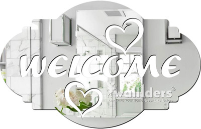 wall1ders 28 cm SignwelcomeSilver_WFLP Self Adhesive Sticker(Pack of 1)