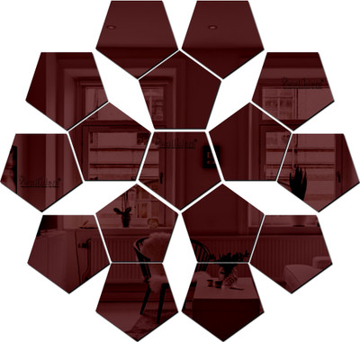 wall1ders 49 cm Pentagon16Brown_WFLP Self Adhesive Sticker(Pack of 16)