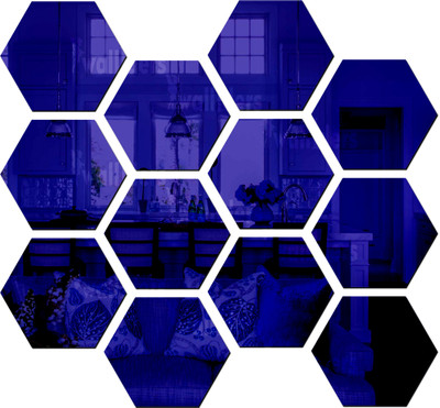 wall1ders 65 cm Bighexagon12Blue_WFLP Self Adhesive Sticker(Pack of 12)