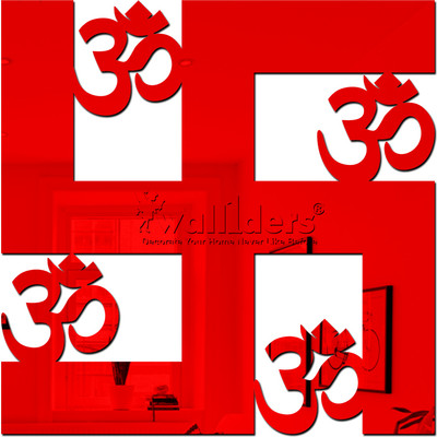 wall1ders 20 cm BigswasatikRed_WFLP Self Adhesive Sticker(Pack of 1)