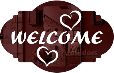wall1ders 28 cm SignwelcomeBrown_WFLP Self Adhesive Sticker(Pack of 1)
