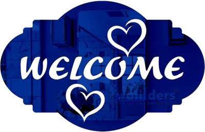 wall1ders 28 cm SignwelcomeBlue_WFLP Self Adhesive Sticker(Pack of 1)