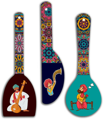 saf Set of 3 Spoon Shape Designer MDF Wall Hanging|Wall Decoration|WHC-S-01 Pack of 3(Multicolor)