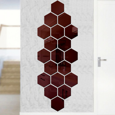 wall1ders 90 cm Hexagon20Brown_WFLP Self Adhesive Sticker(Pack of 20)