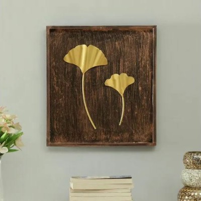 Trending Products & Gifts Iron Metal Handmade Decorative Wall Hanging LAVYA GINKO LEAF Wall Decor(15 inch X 18 inch, GOLDEN)