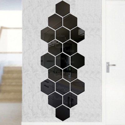 wall1ders 90 cm Hexagon20Black_WFLP Self Adhesive Sticker(Pack of 20)