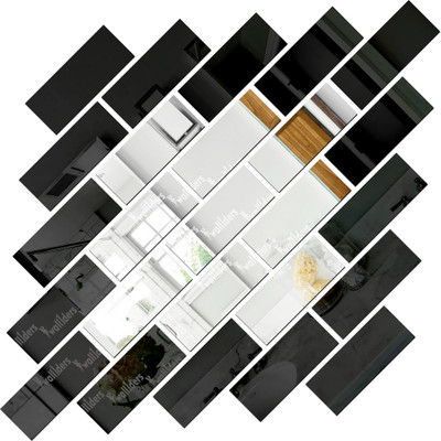 wall1ders 70 cm 25rectangle15Black10Silver_WFLP Self Adhesive Sticker(Pack of 25)