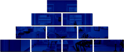 wall1ders 30 cm Rectangle10Blue_WFLP Self Adhesive Sticker(Pack of 10)
