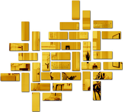 wall1ders 85 cm Rectangle50Golden_WFLP Self Adhesive Sticker(Pack of 50)