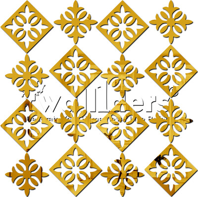 wall1ders 60 cm AttractivepatternGolden16_WFLP Self Adhesive Sticker(Pack of 16)