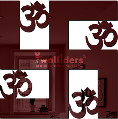 wall1ders 20 cm BigswasatikBrown_WFLP Self Adhesive Sticker(Pack of 1)