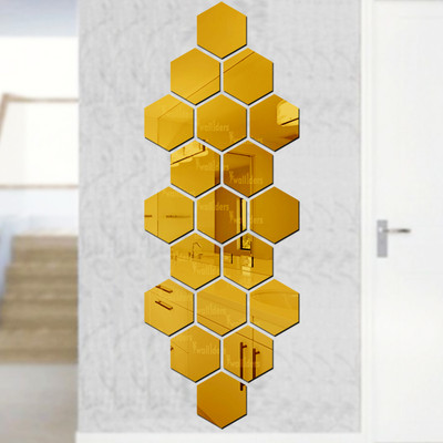 wall1ders 90 cm Hexagon20Golden_WFLP Self Adhesive Sticker(Pack of 20)