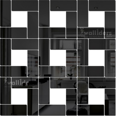 wall1ders 75 cm Rectangle40Black_WFLP Self Adhesive Sticker(Pack of 40)