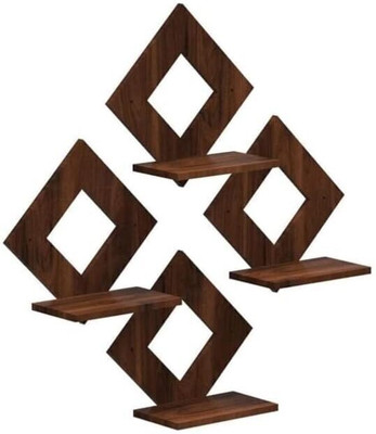 KV Art Kite Four Set Frame Brown Home Décor Wooden Wall Hanger for Bed Room(6 inch X 6 inch, Brown)