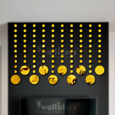 wall1ders 120 cm 10circle100dotsGolden_WFLP Self Adhesive Sticker(Pack of 110)