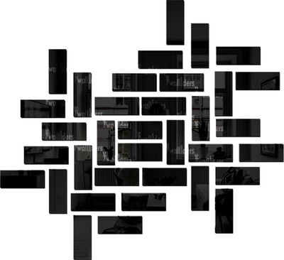 wall1ders 60 cm Rectangle35Black_WFLP Self Adhesive Sticker(Pack of 35)