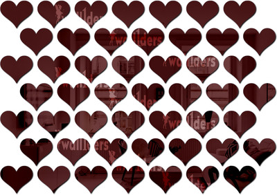 wall1ders 5 cm 50heartBrown_WFLP Self Adhesive Sticker(Pack of 50)