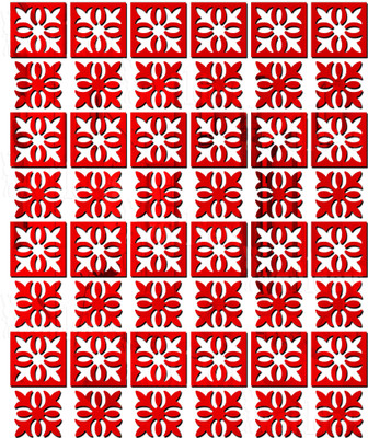 wall1ders 118 cm AttractivepatternRed48_WFLP Self Adhesive Sticker(Pack of 48)