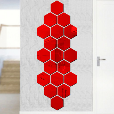 wall1ders 90 cm Hexagon20Red_WFLP Self Adhesive Sticker(Pack of 20)