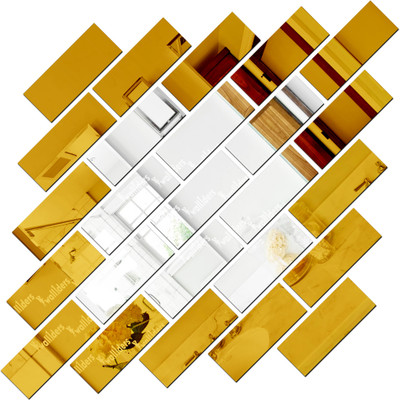 wall1ders 70 cm 25rectangle15Golden10Silver_WFLP Self Adhesive Sticker(Pack of 25)