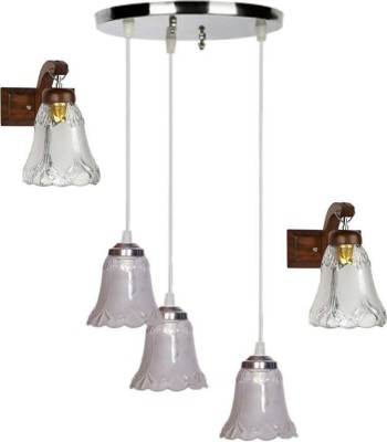 1st Time Pandent Three Hanging Ceiling Lamp Como With Two Matching Wall Lamp Of Colorful & Decorative Glass Shade-Do354 Pendants Ceiling Lamp(Clear)