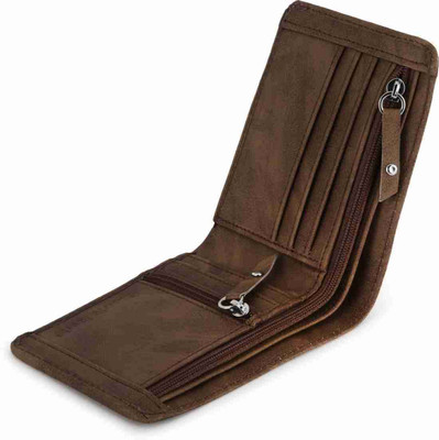 TAQWA Men Casual Brown Artificial Leather, Genuine Leather Wallet(5 Card Slots)