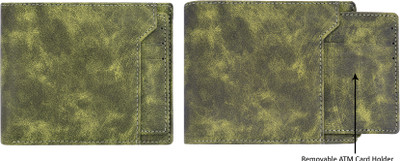 Karma Focus Men Green Genuine Leather Wallet(7 Card Slots)
