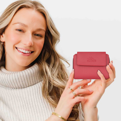 Altair Women Casual Red Artificial Leather Wallet(3 Card Slots)