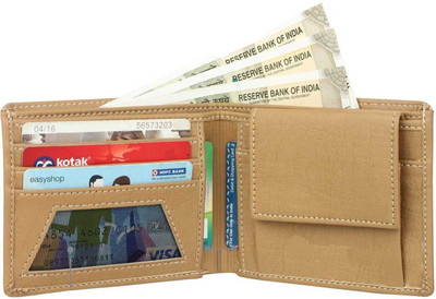 HENEDA Men Beige Artificial Leather Wallet(10 Card Slots)