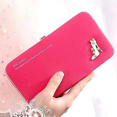 BANQLYN Women Casual Pink Artificial Leather Wallet(7 Card Slots)