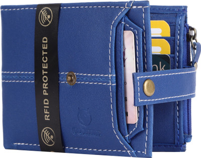 ELYVA Men Casual Blue Artificial Leather Wallet(10 Card Slots)