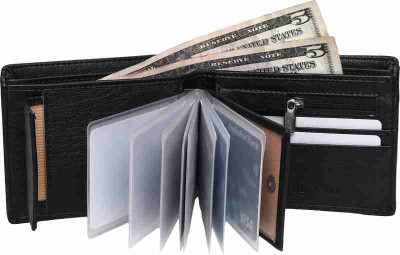 TAQWA Men Formal Black Artificial Leather Wallet(11 Card Slots)