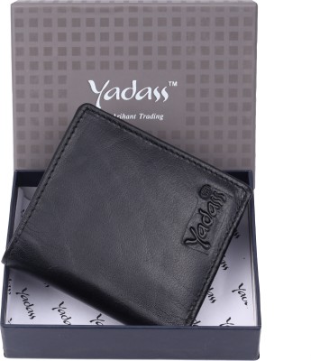 YADASS Men Casual Black Genuine Leather Wallet(8 Card Slots)