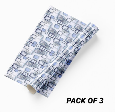 Guru Production Vinyl Abstract Blue Wallpaper(L x W: 300 cm x 45 cm, Pack of 3)